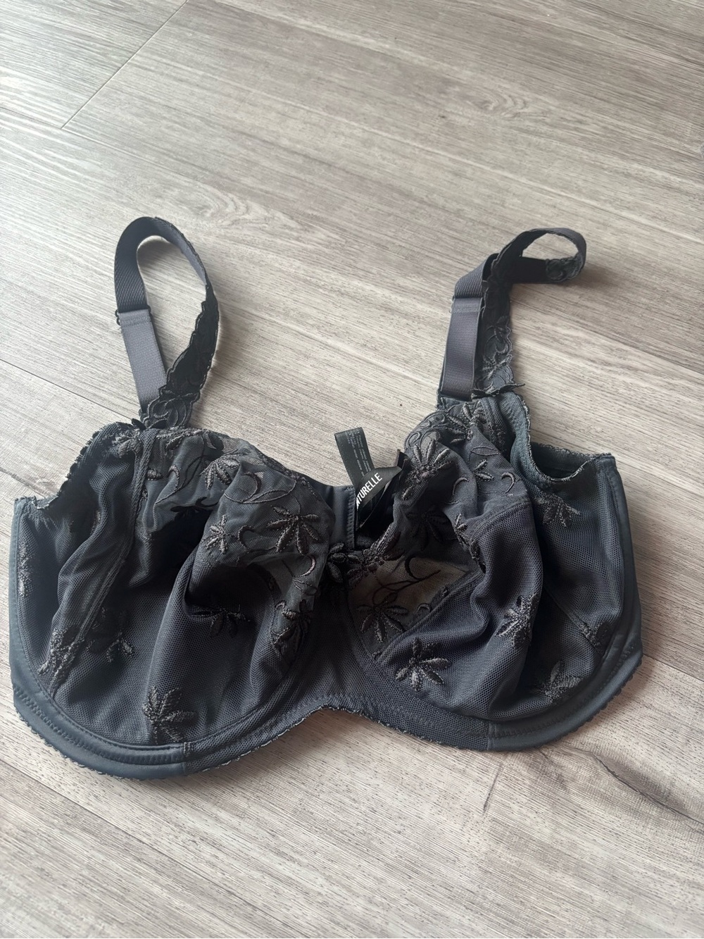 Conturelle Black Embroidered Sheer Underwire Bra Size 34F / EU 75F
